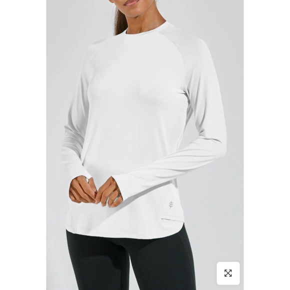 NWT Coolibar Womens Medium Accelera Tee UPF 50+ Long Sleeve T Shirt White * - Picture 1 of 9